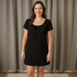 Old Navy Women's Black Puff Sleeve Scoop Neck, Casual Midi Dress Size Medium